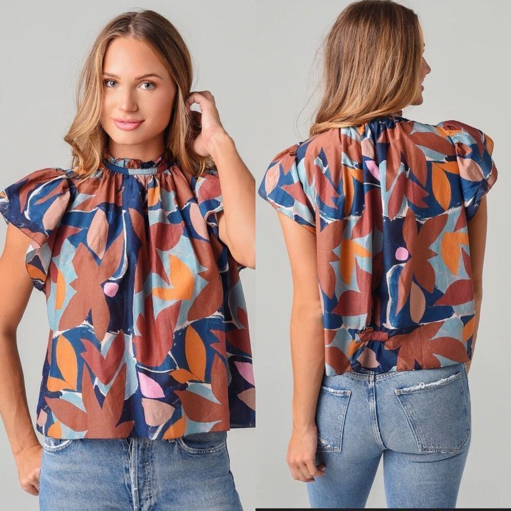 NWOT TROVATA silk blend Carla Highneck Blouse, XS $260 B19